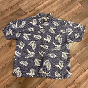 Tommy Bahama Leaf Pattern Buttonup Shirt Men Large Bin E-23